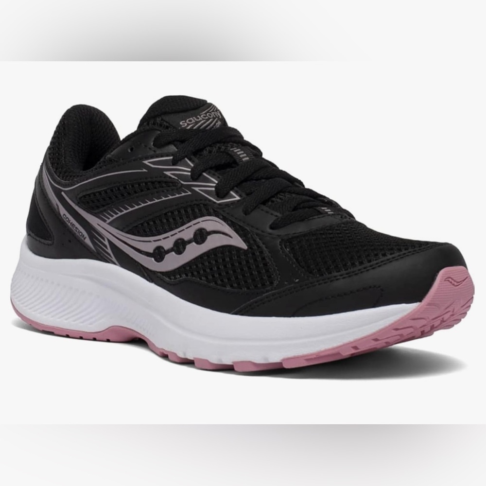 Saucony Women's Cohesion Black/Pink Noir/Rose 14 Road Running Shoe.(7 Wi…